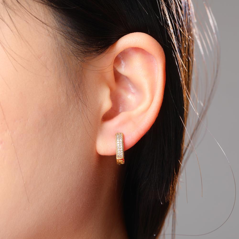 Gold/Silver Color Plated Double Row Stud Earrings