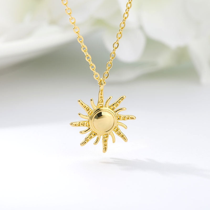 Simple Sun flower Pendant Necklace Stainless Steel | Jewelry Gift