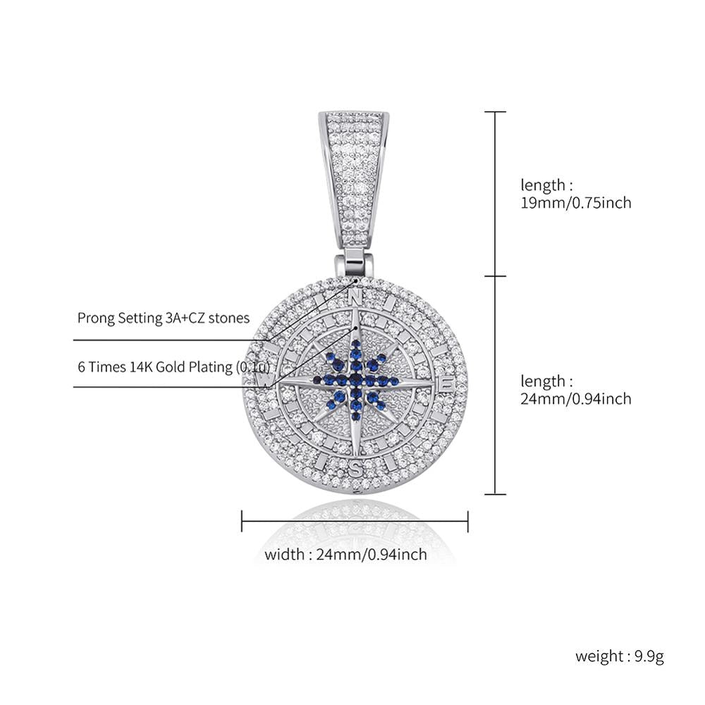 Compass Pendant | Cubic Zirconia With Tennis Chain