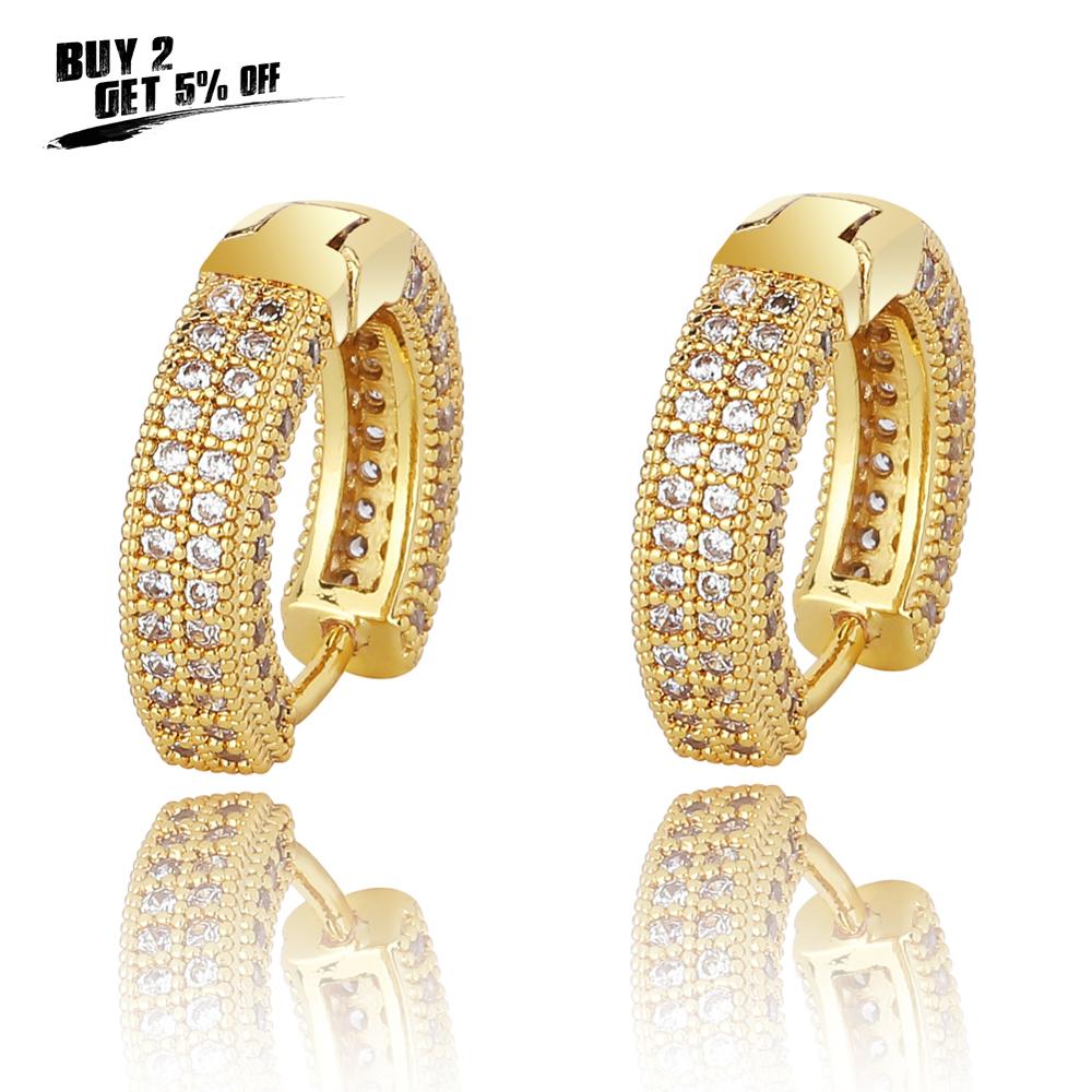 Gold/Silver Color Plated Double Row Stud Earrings