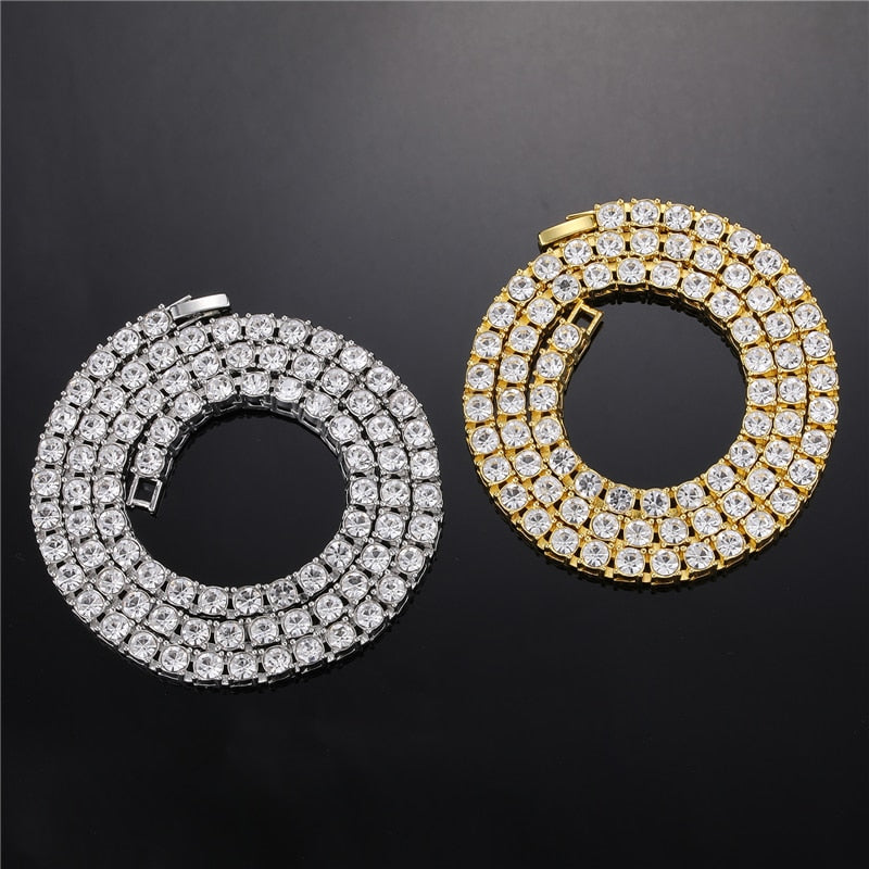 Iced Out Tennis Chain Necklace 3MM 4MM 5MM | 1 Row Rhinestone Choker