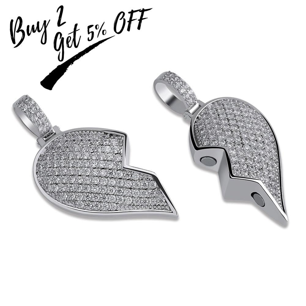 Heart Broken With Magnet | Pendant Necklace | Gold Silver Color Charms