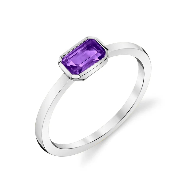 Amethyst Ring in 14k White Gold