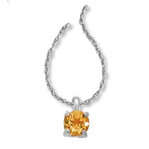14k White Gold Citrine Birthstone Necklace