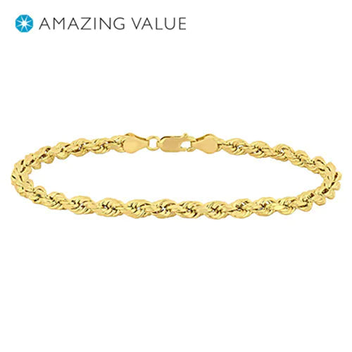 PRIMO Elite Men's 9" Rope Chain Bracelet in 10K Yellow Gold