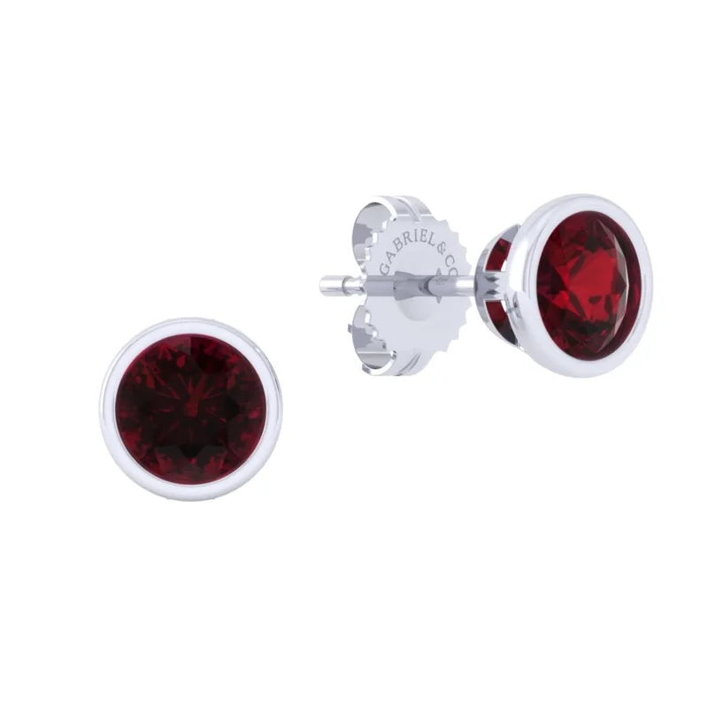 Garnet & Sterling Silver Stud Earrings