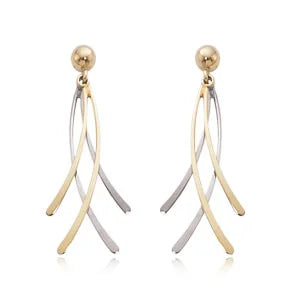 14K Gold Two -Tone Small Cascade Drop Earrings