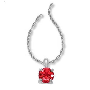 14K White Gold 4mm Genuine Ruby Pendant