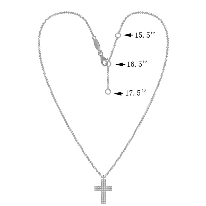 Sculpted Diamond Cross Pendant | Adjustable Necklace in yellow gold