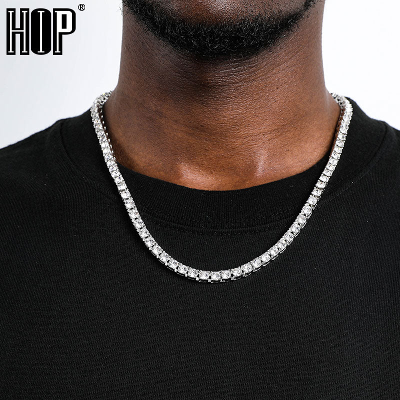 Iced Out Tennis Chain Necklace 3MM 4MM 5MM | 1 Row Rhinestone Choker