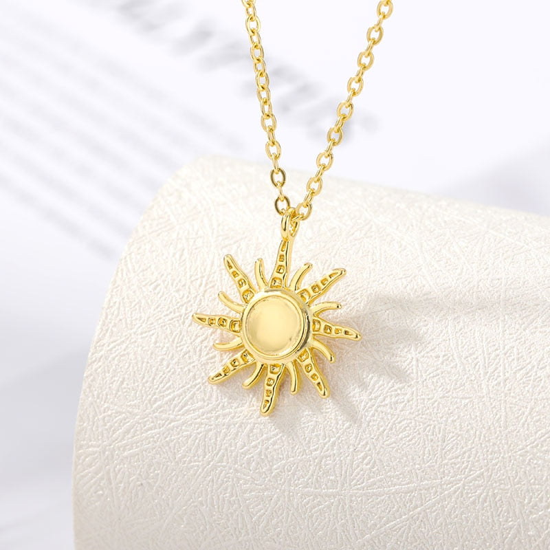 Simple Sun flower Pendant Necklace Stainless Steel | Jewelry Gift