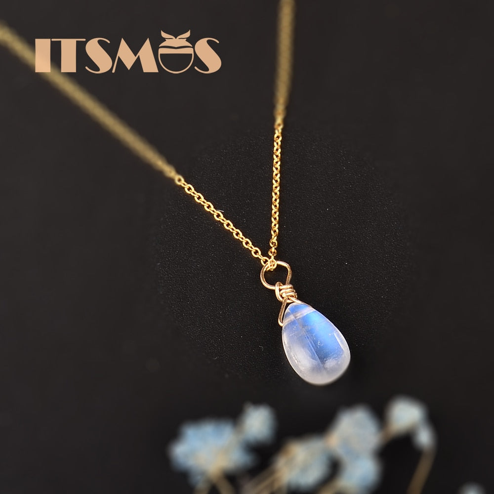 Natural Moonstone 14k gold jewelry Chain | Pendant Necklace | Simple Elegant Jewelry | Romantic Gift