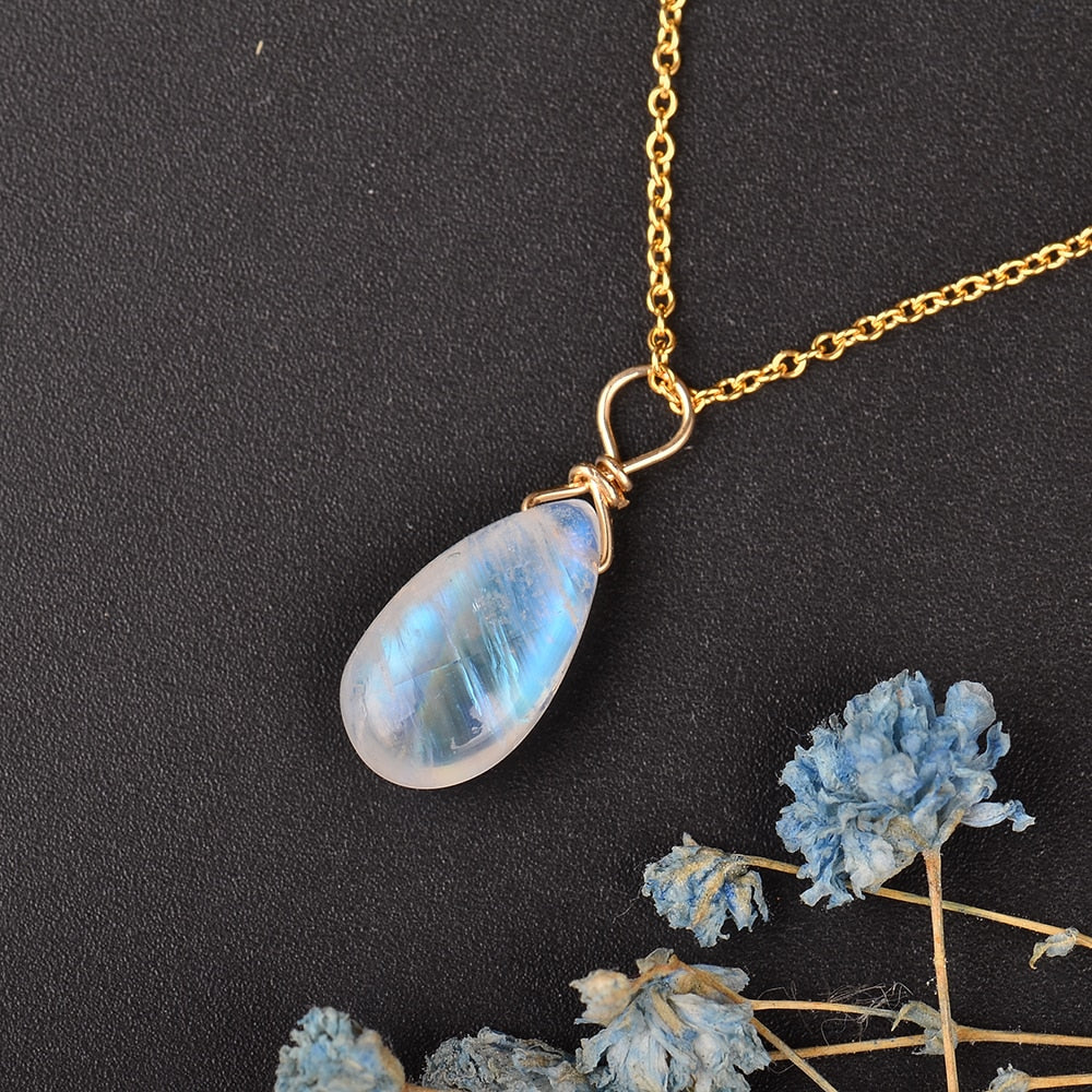 Natural Moonstone 14k gold jewelry Chain | Pendant Necklace | Simple Elegant Jewelry | Romantic Gift