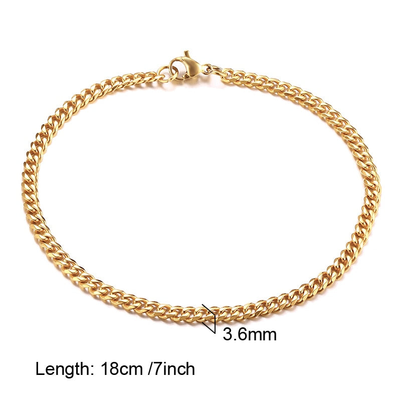 Paperclip Chain Bracelet | Gold Color Stainless Steel Rectangle Link Bracelets