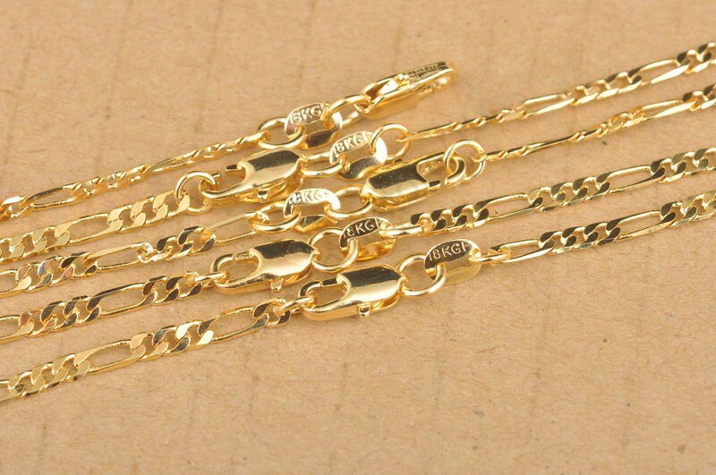 26 Inch Heavy Yellow Gold Filled Figaro Necklace Chains