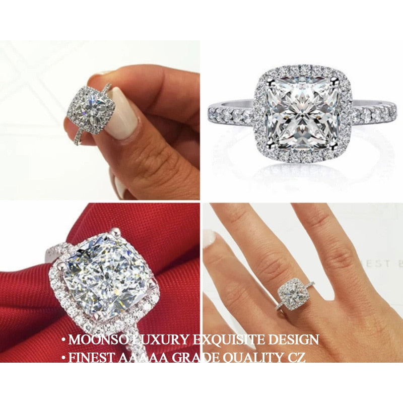 Sterling Silver Wedding Engagement promise rings | Zircon Stone