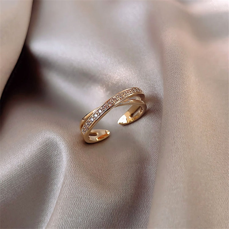 Luxury Gold Color Pearl Zircon Rings | Sexy Open Ring | Ring Fashionable Elegant Jewelry