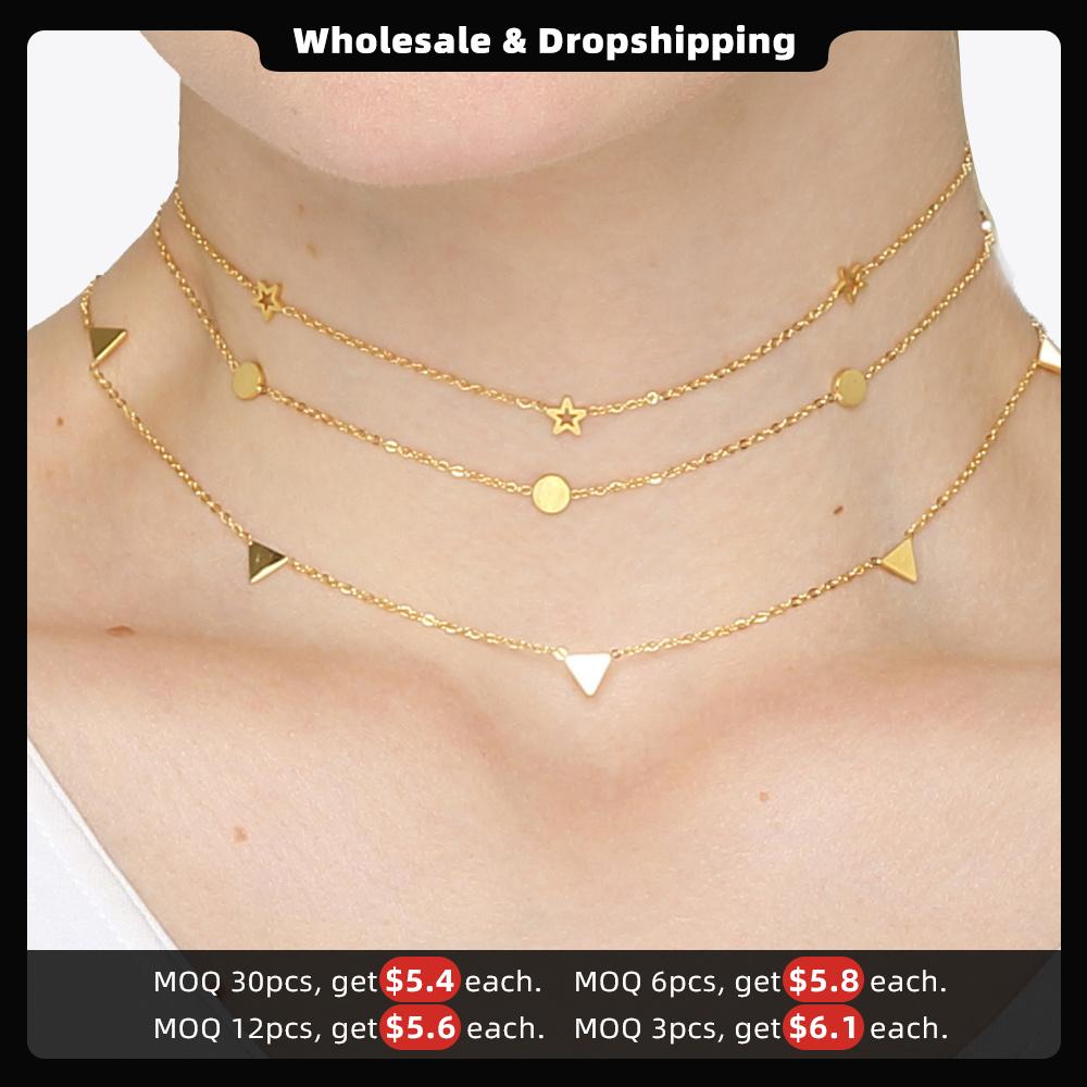 Triangle Circle Star Choker | Necklace | Gold color Pendant